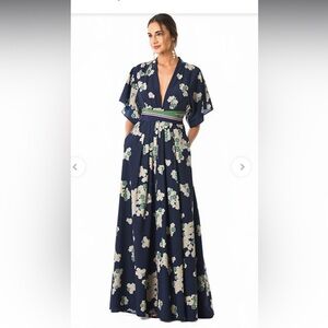 Eshakti (altered) Plunge Floral Print Crepe Maxi Dress size 20